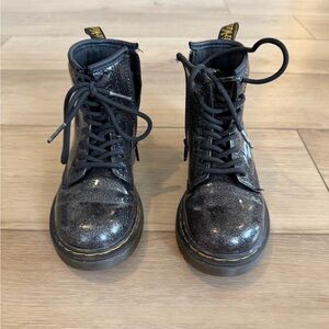 Black Glitter Combat Boots